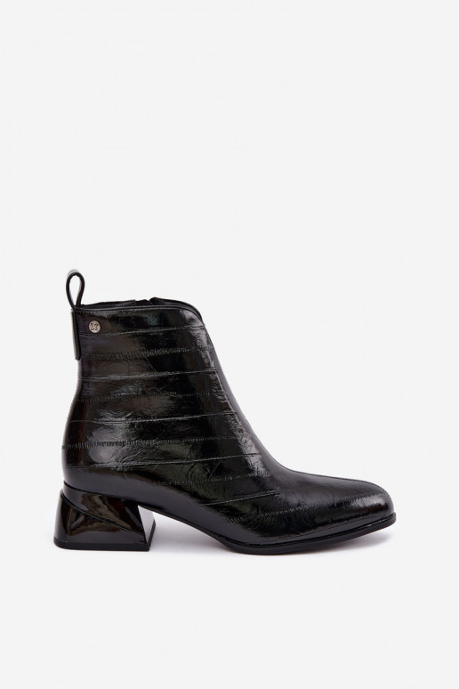 Wärmende Lederstiefeletten Klocke Tai turiciejka K7675-01 in Schwarz