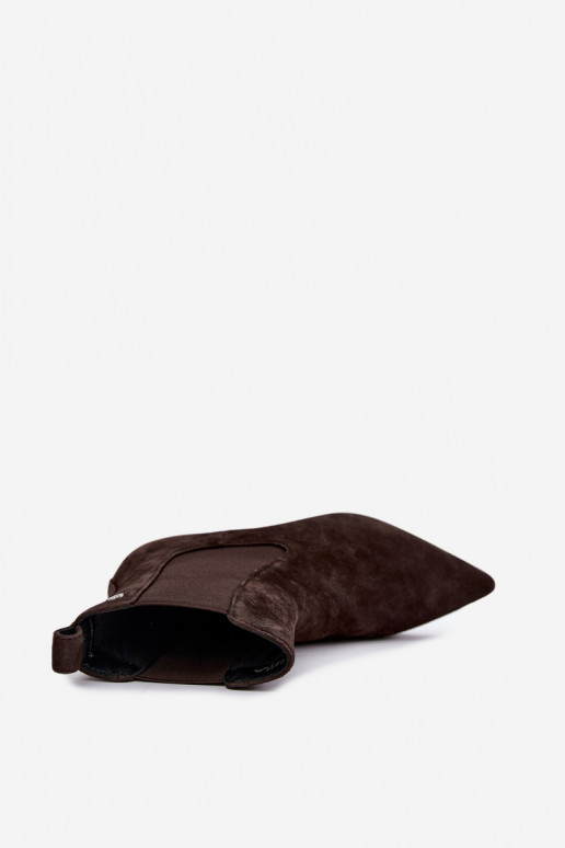 Wärmende Velourslederstiefel mit Absätzen Tai turiciejka K7756-02 in Schokolade