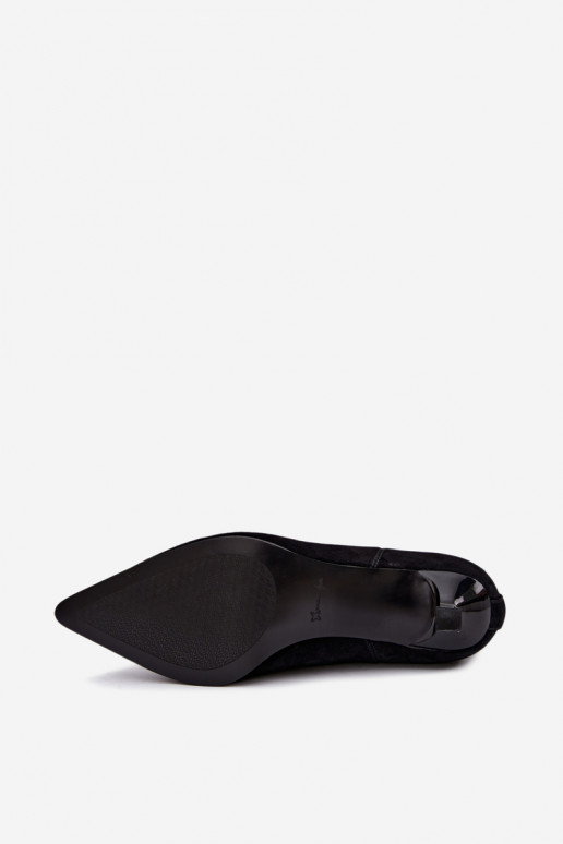 Wärmende Velourslederstiefel mit Absätzen Tai turiciejka K7756-01 in Schwarz