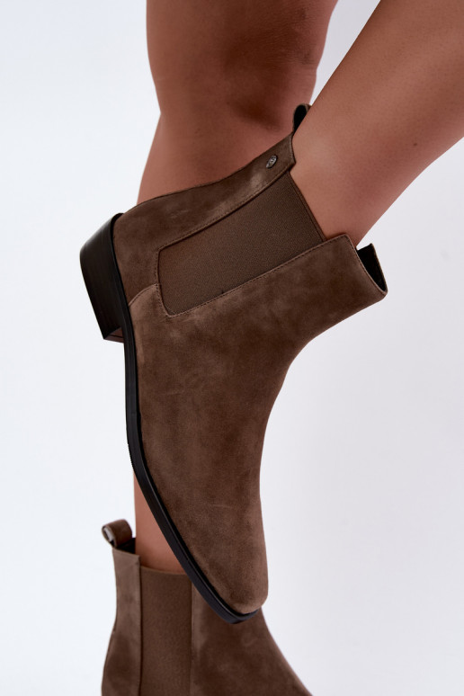 Wärmende stilvolle Kunstveloursleder-Stiefeletten Tai turiciejka K7758-04 in Sand