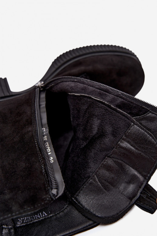 Wärmende Velourslederstiefeletten Klocke Tai turiciejka K7675-23 in Schwarz