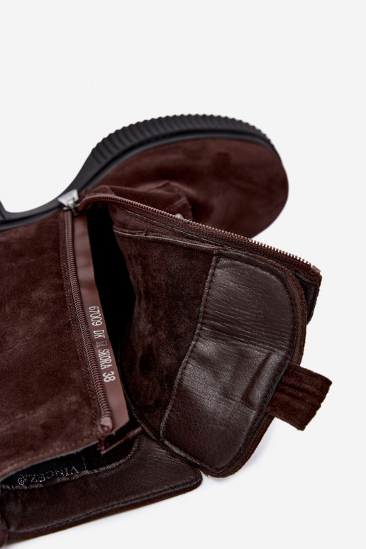 Wärmende Velourslederstiefeletten Klocke Tai turiciejka K7675-29 in Schokolade