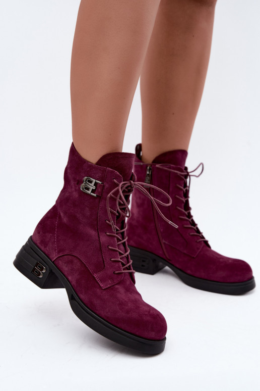Warmes Damenstiefel aus Kunstveloursleder Vinceza 67044 bordeaux