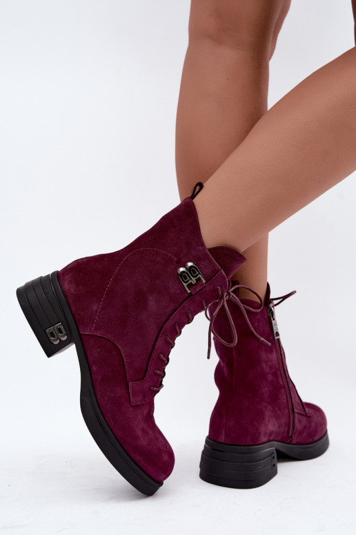 Warmes Damenstiefel aus Kunstveloursleder Vinceza 67044 bordeaux