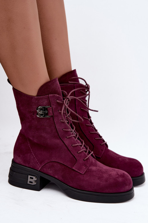 Warmes Damenstiefel aus Kunstveloursleder Vinceza 67044 bordeaux