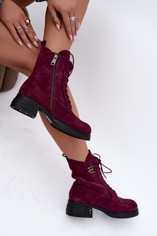 Warmes Damenstiefel aus Kunstveloursleder Vinceza 67044 bordeaux