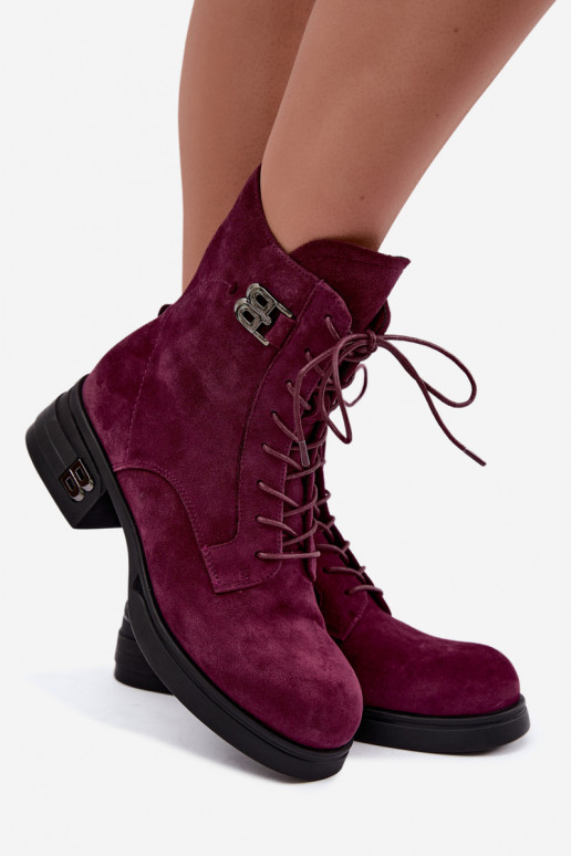 Warmes Damenstiefel aus Kunstveloursleder Vinceza 67044 bordeaux
