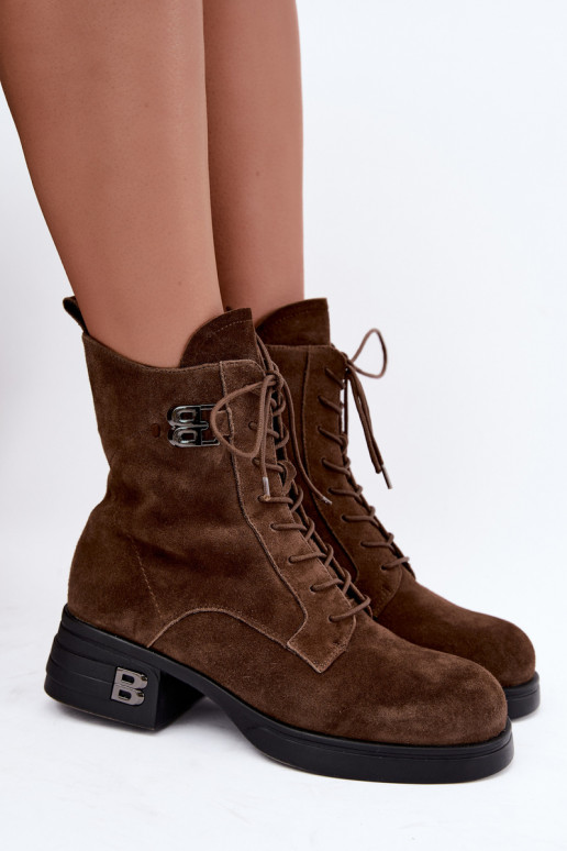 Warmes Damenstiefel aus Kunstveloursleder Vinceza 67044 braun