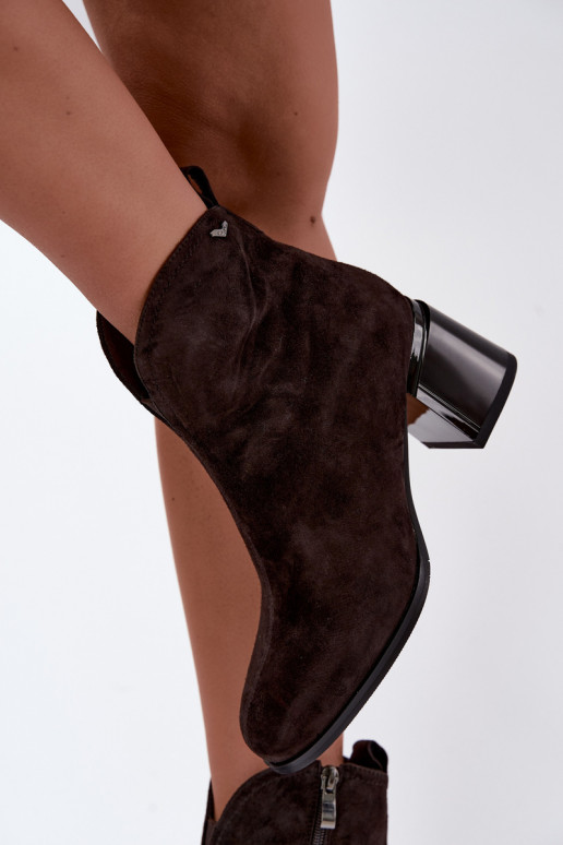 Kunstveloursleder Stiefel mit Absatz Vinceza 91178 schokolade
