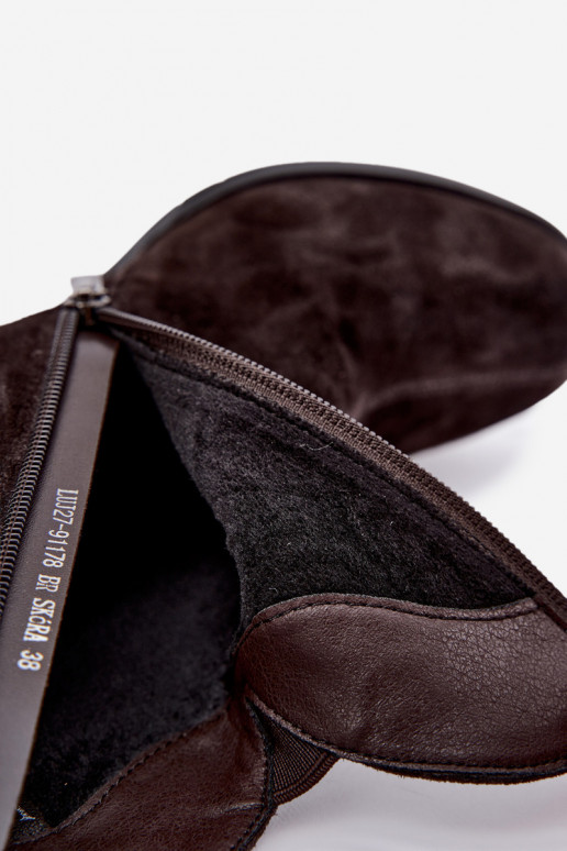 Kunstveloursleder Stiefel mit Absatz Vinceza 91178 schokolade
