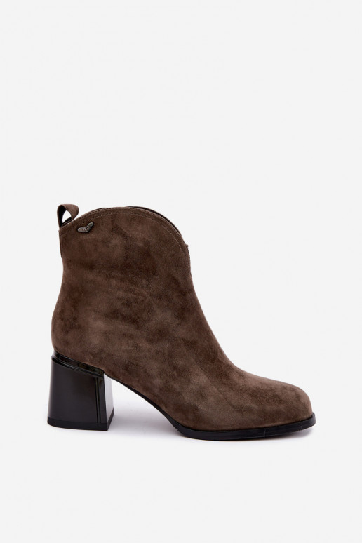 Kunstveloursleder Stiefel mit Absatz Vinceza 91178 khaki