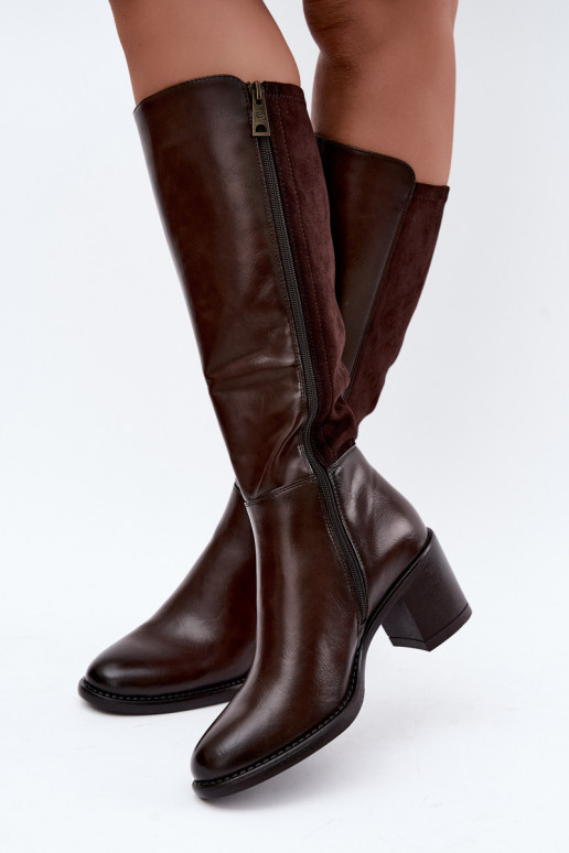 Warmes Langschaftstiefel mit Absatz Vinceza 58652 schokolade