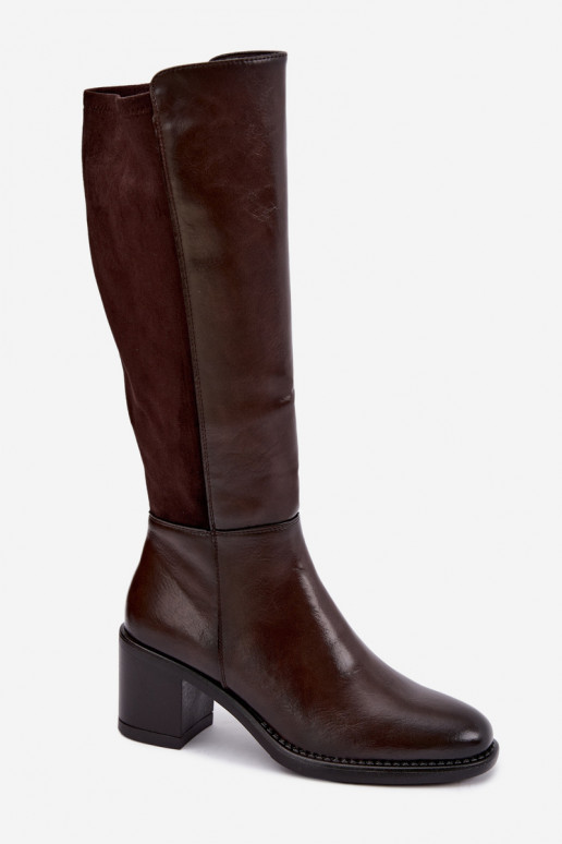 Warmes Langschaftstiefel mit Absatz Vinceza 58652 schokolade