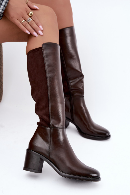 Warmes Langschaftstiefel mit Absatz Vinceza 58652 schokolade