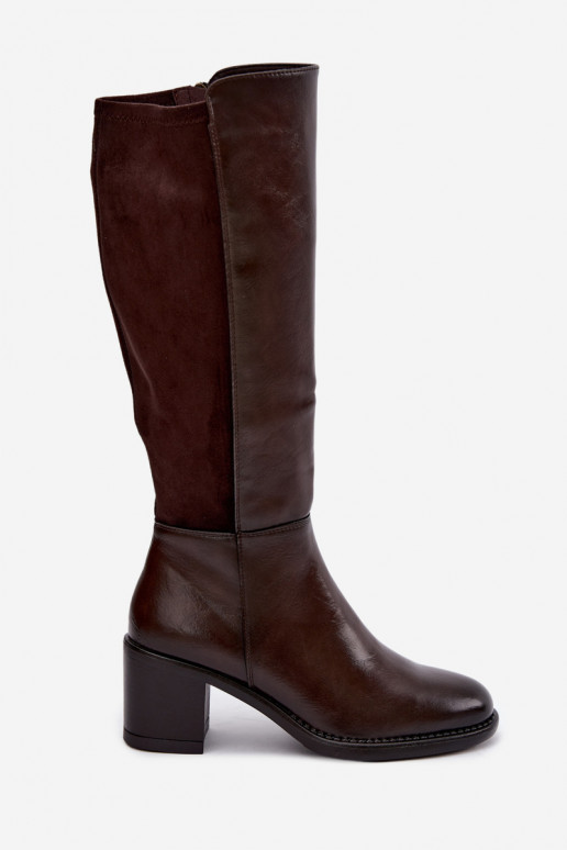 Warmes Langschaftstiefel mit Absatz Vinceza 58652 schokolade