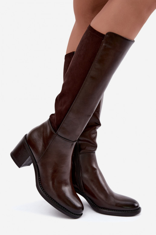Warmes Langschaftstiefel mit Absatz Vinceza 58652 schokolade