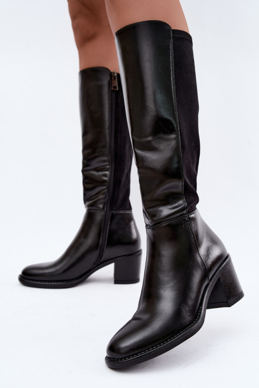 Warmes Langschaftstiefel mit Absatz Vinceza 58652 schwarz