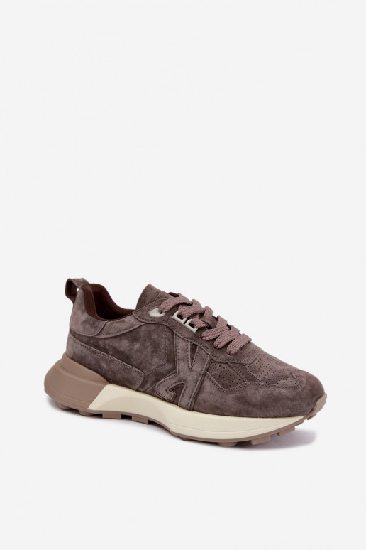 Damen Sneaker aus Kunstveloursleder Kobbo 67048 dunkelbraun