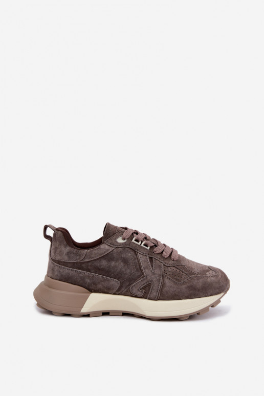 Damen Sneaker aus Kunstveloursleder Kobbo 67048 dunkelbraun