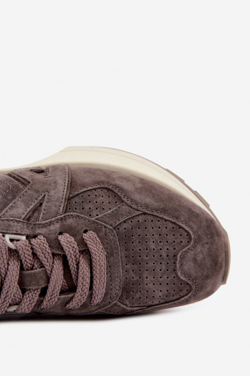Damen Sneaker aus Kunstveloursleder Kobbo 67048 dunkelbraun
