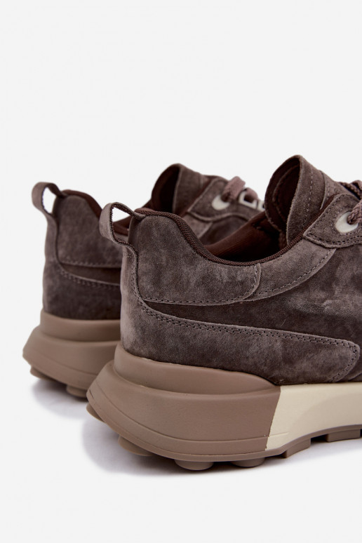 Damen Sneaker aus Kunstveloursleder Kobbo 67048 dunkelbraun
