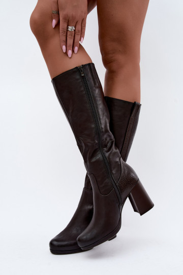 Warmes Langschaftstiefel mit Absatz schokolade Alessa 2