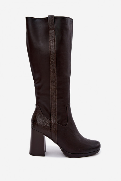 Warmes Langschaftstiefel mit Absatz schokolade Alessa