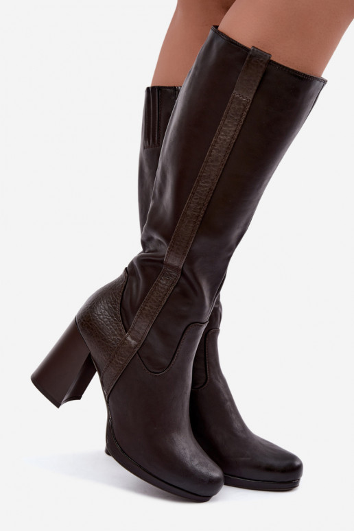 Warmes Langschaftstiefel mit Absatz schokolade Alessa
