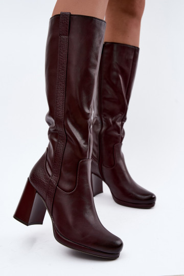 Warmes Langschaftstiefel mit Absatz bordeaux Alessa