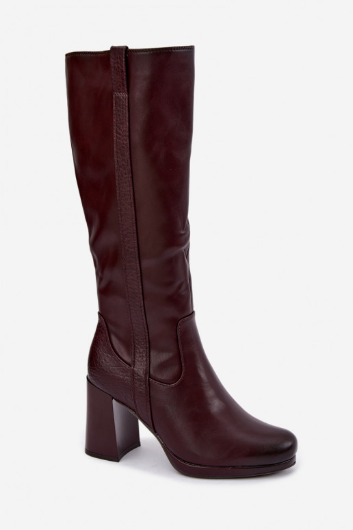 Warmes Langschaftstiefel mit Absatz bordeaux Alessa