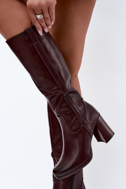Warmes Langschaftstiefel mit Absatz bordeaux Alessa