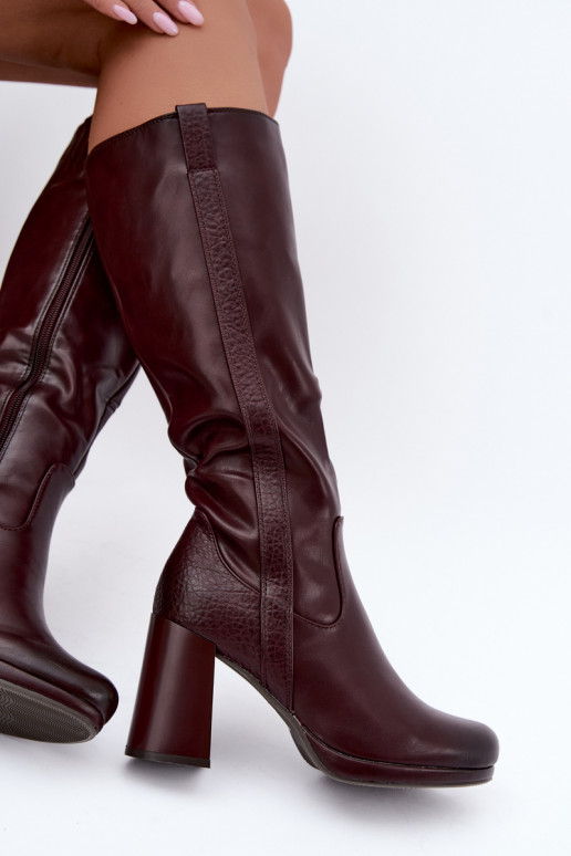 Warmes Langschaftstiefel mit Absatz bordeaux Alessa