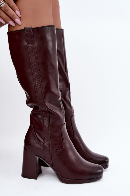 Warmes Langschaftstiefel mit Absatz bordeaux Alessa