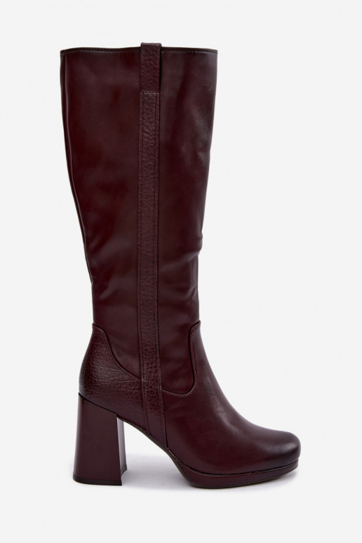 Warmes Langschaftstiefel mit Absatz bordeaux Alessa