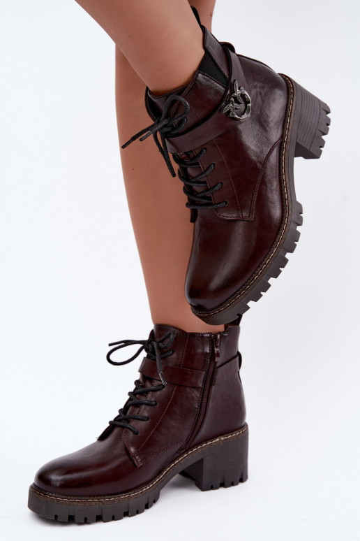 Wärmende Damen-Stiefeletten in Bordeaux Calielle