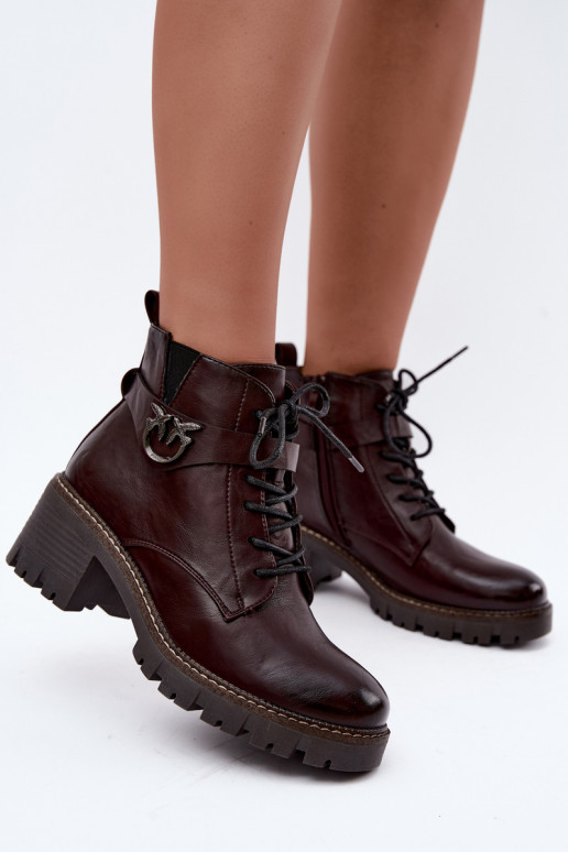 Wärmende Damen-Stiefeletten in Bordeaux Calielle