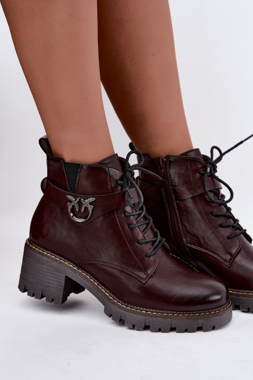 Wärmende Damen-Stiefeletten in Bordeaux Calielle