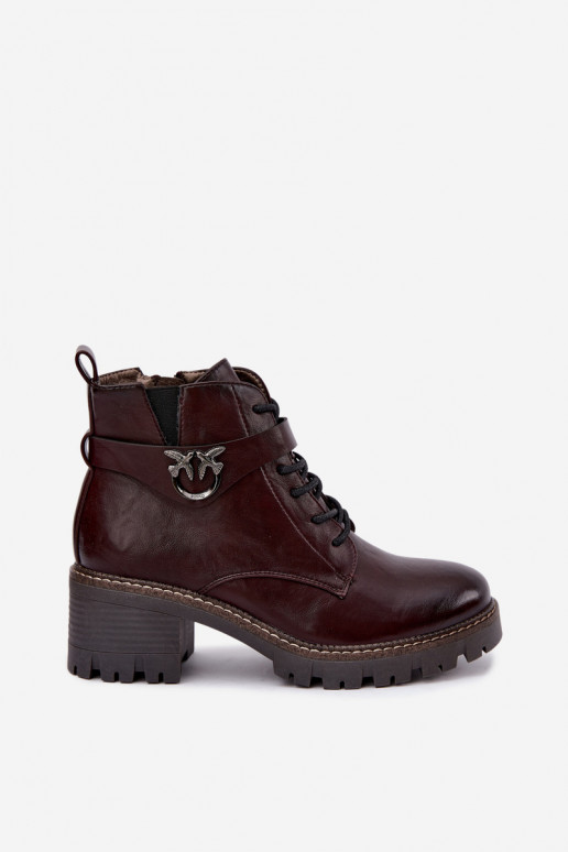 Wärmende Damen-Stiefeletten in Bordeaux Calielle