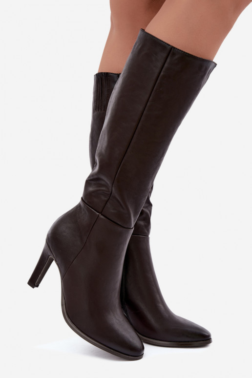 Wärmende Damen-Stiefel mit Absatz in Schokolade Rosmella