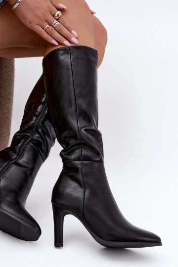 Wärmende Damen-Stiefel mit Absatz in Schwarz Rosmella 2