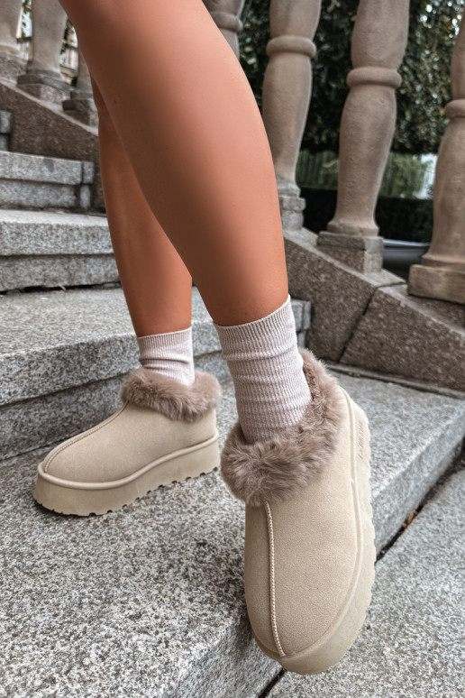 Schneestiefel mit Plattform und Fell Big Star UU274204 in Sand