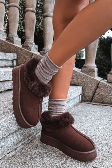 Schneestiefel mit Plattform und Fell Big Star UU274203 in Schokolade