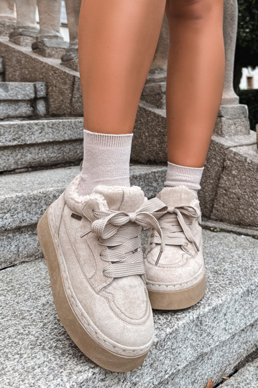 Schneestiefel mit Plattform und Schnürsenkeln Big Star UU274187 in Sand