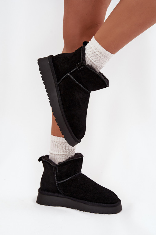 Warmes Kunstveloursleder Schneestiefel mit Fell innen Vinceza 97961 schwarz