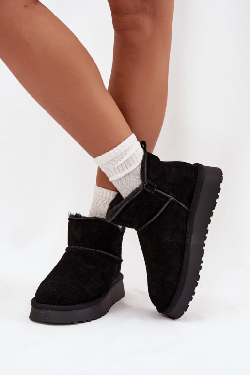 Warmes Kunstveloursleder Schneestiefel mit Fell innen Vinceza 97961 schwarz