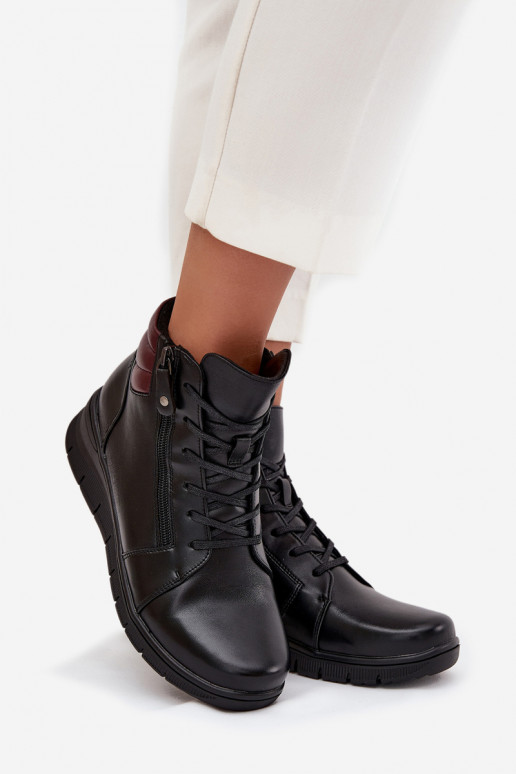 Warmes Kunstveloursleder Damen Stiefeletten mit Plateau Vinceza 39963 schwarz