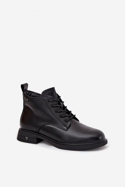 Warmes Kunstveloursleder Damen Stiefeletten mit niedrigem Absatz Vinceza 39953 schwarz
