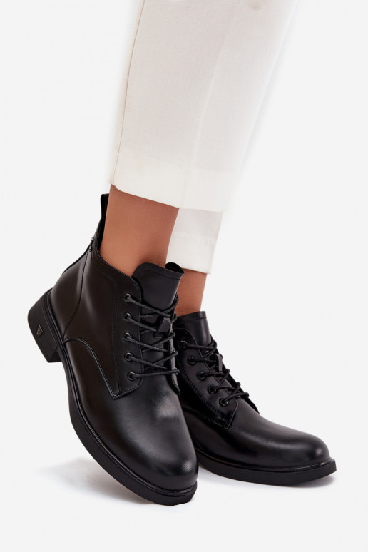 Warmes Kunstveloursleder Damen Stiefeletten mit niedrigem Absatz Vinceza 39953 schwarz