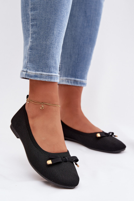 Schwarze Ballerinas mit Schleifen Amelivra
