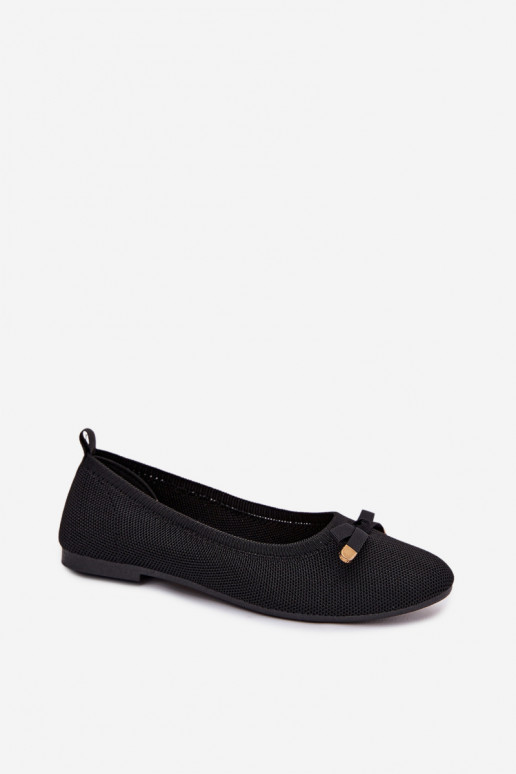 Schwarze Ballerinas mit Schleifen Amelivra
